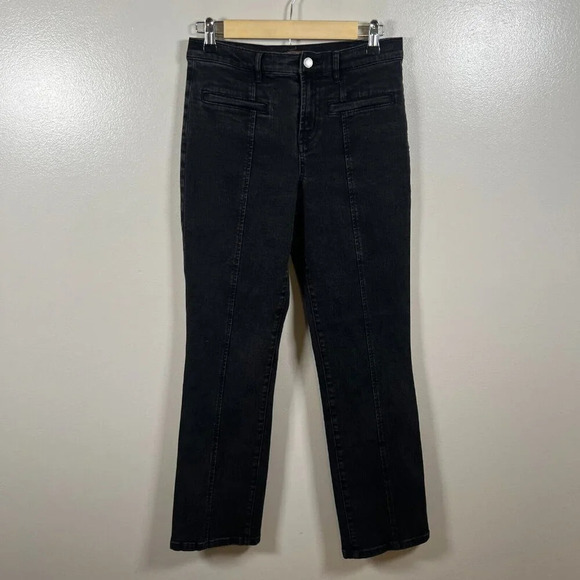 J. Mclaughliin Emma Jeans Size 2 Black High Rise Front Seam Straight Leg Denim - Picture 1 of 9